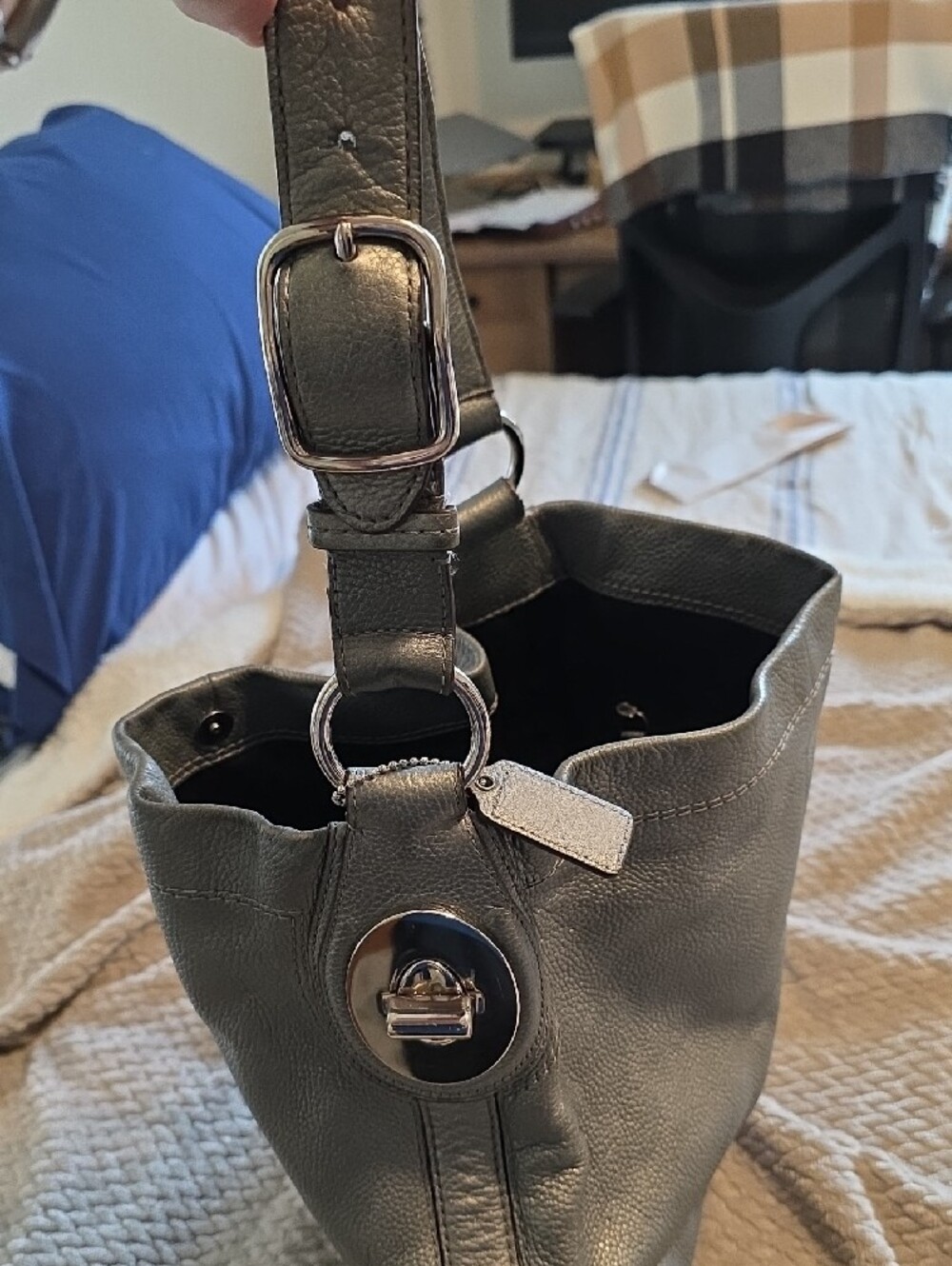 Coach Pebbled Leather Shoulder Hobo in Gray - Picture 5 of 10